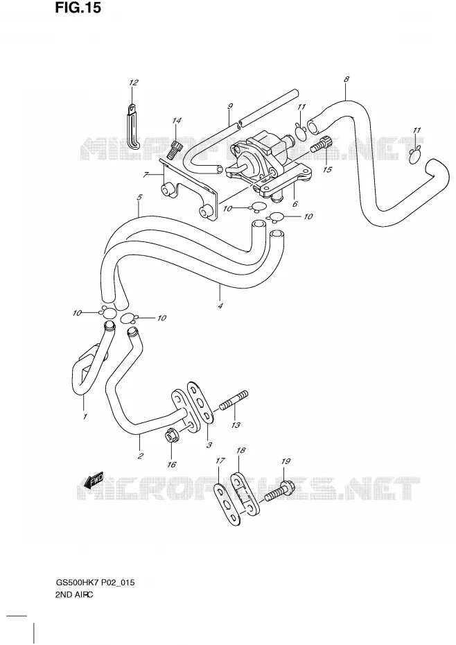 SYSTEME RECYCLAGE GAZ ECHAPPEMENT (P2, P19, P54) Suzuki MOTO 500 GS-F 2007  GS500FMK7(P02)
