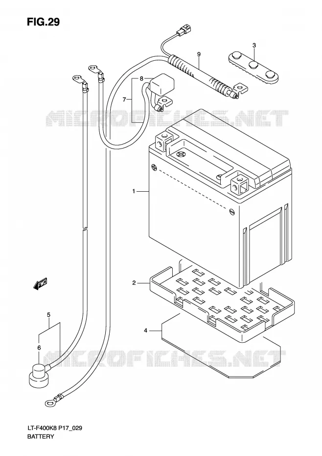 BATTERIE (MODEL K8/K9) Suzuki QUAD 400 KINGQUAD 2010  LT-F400L0(P17)