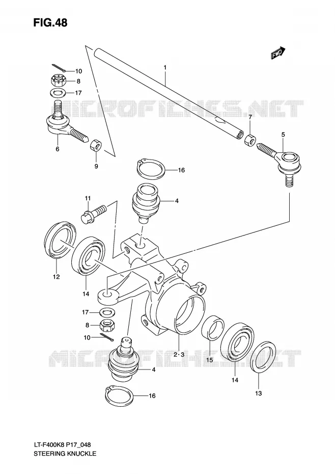 BIELLETTES DE DIRECTION - MOYEU Suzuki QUAD 400 KINGQUAD 2009  LT-F400K9(P17)