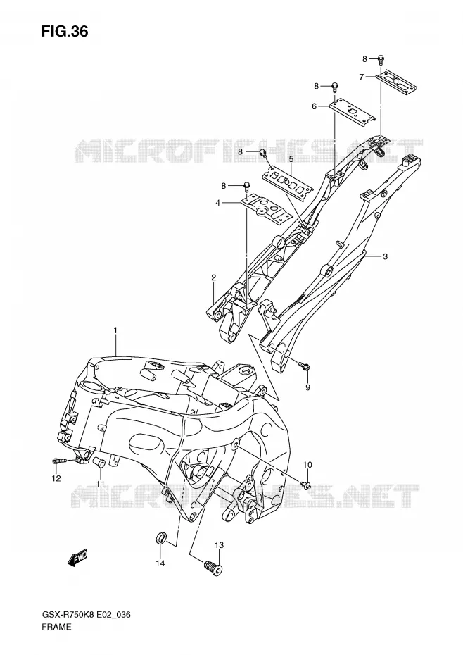 CADRE (MODEL K8/K9) Suzuki MOTO 750 GSX-R 2009  GSX-R750K9(E2)