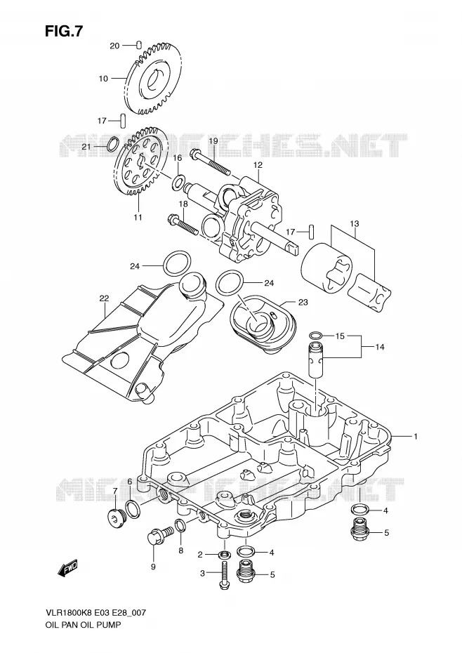CARTER INFERIEUR - POMPE A HUILE Suzuki MOTO 1800 BOULEVARD 2010  VLR1800L0(E3/E28)