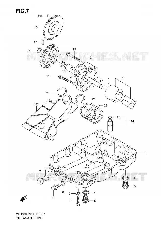 CARTER INFERIEUR - POMPE A HUILE Suzuki MOTO 1800 INTRUDER 2009  VLR1800UFK9(E2)