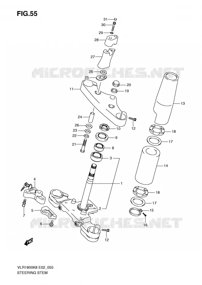 COLONNE DE DIRECTION Suzuki MOTO 1800 BOULEVARD 2008  VLR1800U2K8(E2)