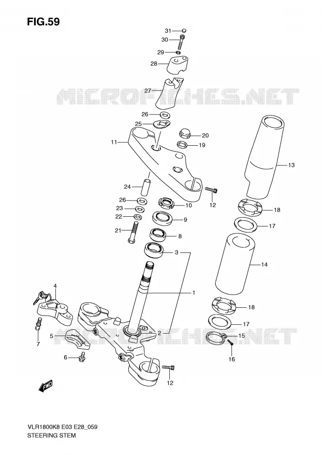 COLONNE DE DIRECTION Suzuki MOTO 1800 INTRUDER 2009  VLR1800K9(E3/E28)