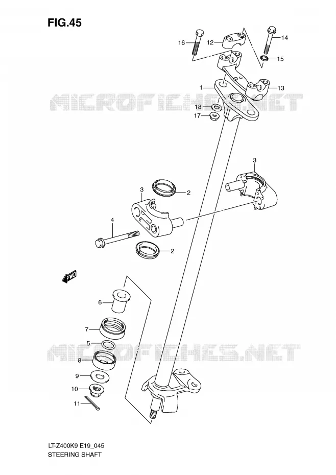 COLONNE DE DIRECTION Suzuki QUAD 400 QUADSPORT 2009  LT-Z400ZK9(E19)