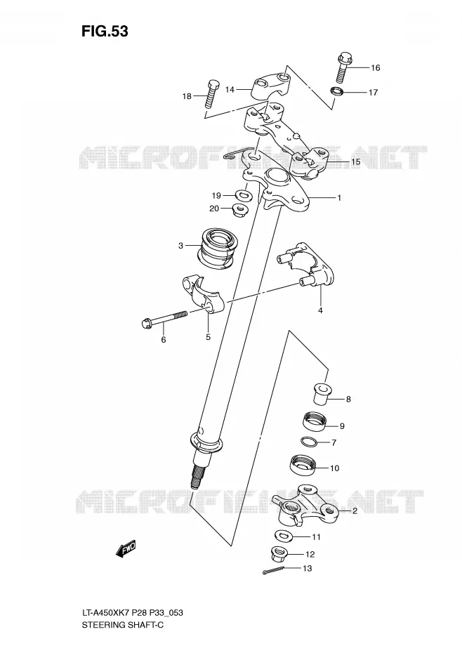 COLONNE DE DIRECTION Suzuki QUAD 450 KINGQUAD 2008  LT-A450XZK8(P28/P33)