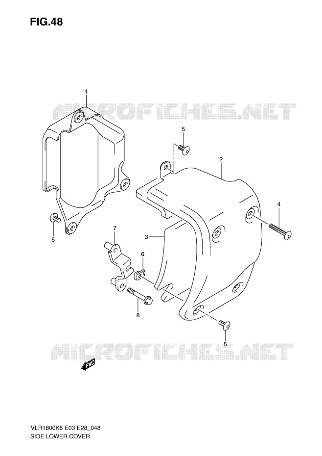 COUVERCLE LATERAL INFERIEUR Suzuki MOTO 1800 INTRUDER 2010  VLR1800L0(E3/E28)