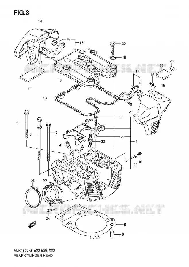 CULASSE ARRIERE Suzuki MOTO 1800 BOULEVARD 2010  VLR1800L0(E3/E28)