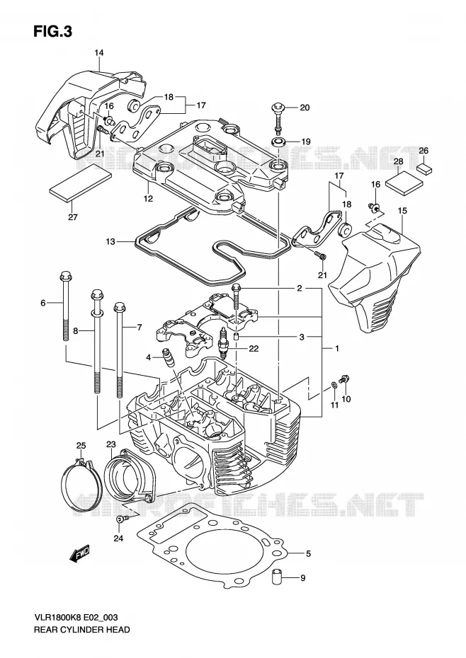 CULASSE ARRIERE Suzuki MOTO 1800 INTRUDER 2009  VLR1800TK9(E2)