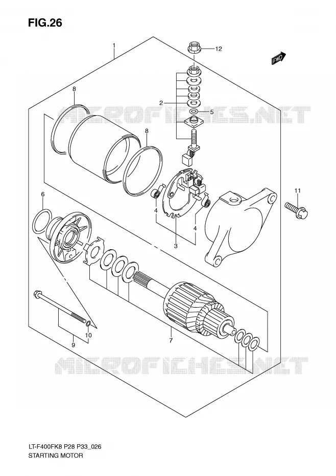DEMARREUR (MODEL K8/K9) Suzuki QUAD 400 KINGQUAD 2010  LT-F400FUL0(P28/P33)