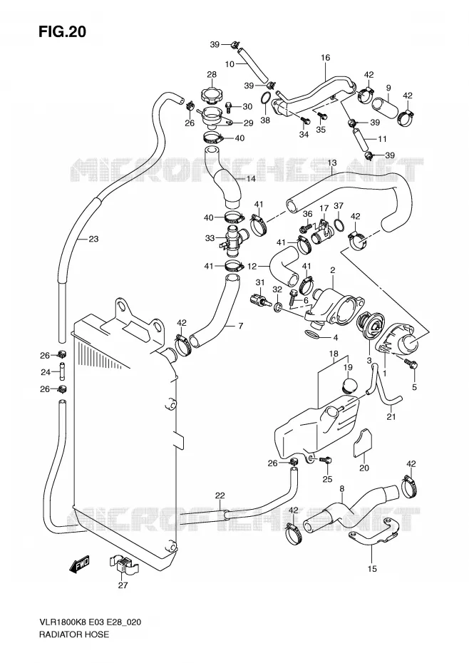 DURITE DE RADIATEUR Suzuki MOTO 1800 INTRUDER 2010  VLR1800TL0(E3/E28)