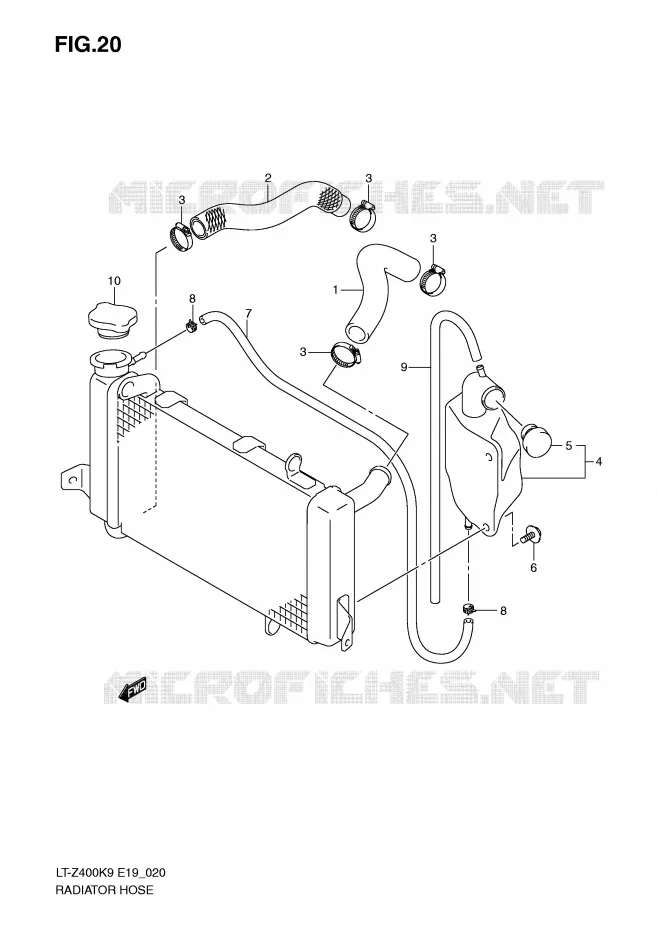 DURITE DE RADIATEUR Suzuki QUAD 400 QUADSPORT 2010  LT-Z400L0(E19)
