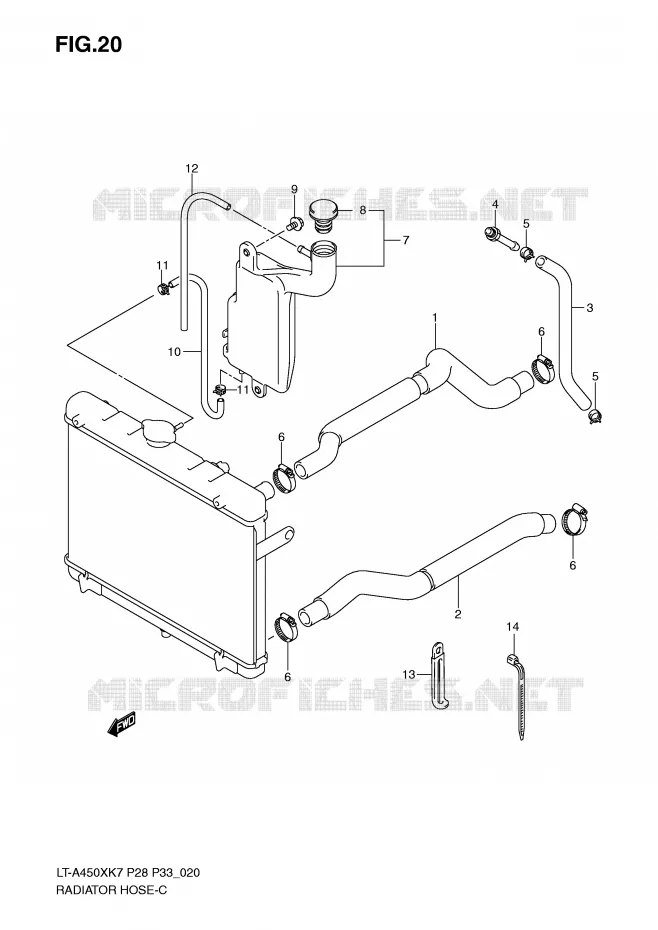 DURITE DE RADIATEUR Suzuki QUAD 450 KINGQUAD 2007  LT-A450XK7(P28/P33)