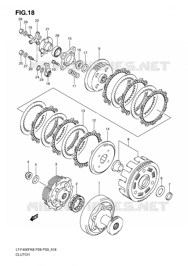 EMBRAYAGE Suzuki QUAD 400 KINGQUAD 2009  LT-F400FK9(P28/P33)