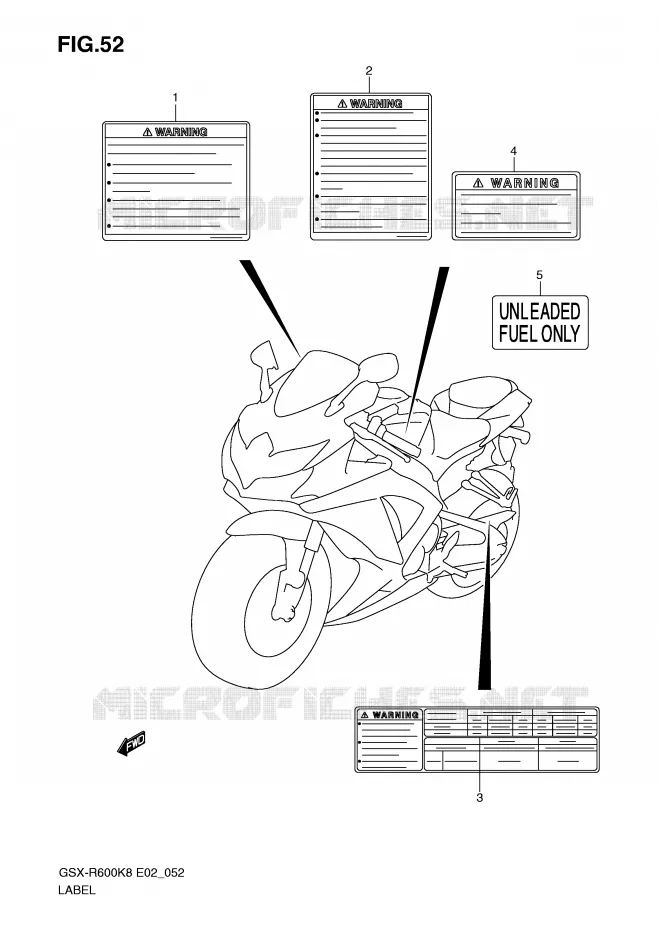 ETIQUETTE Suzuki MOTO 600 GSX-R 2008  GSX-R600U3K8(E2)