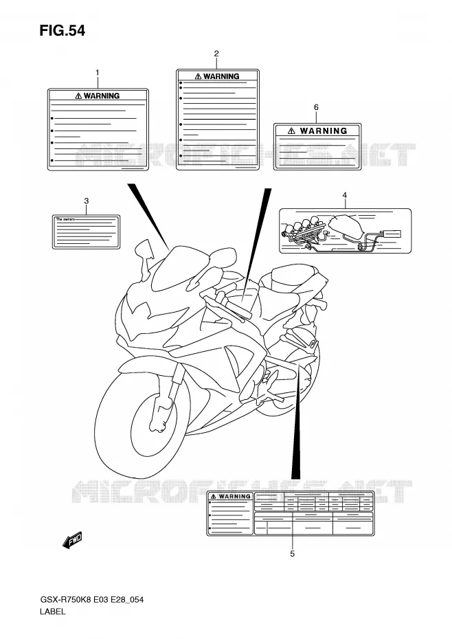 ETIQUETTE Suzuki MOTO 750 GSX-R 2008  GSX-R750K8(E3/E28)