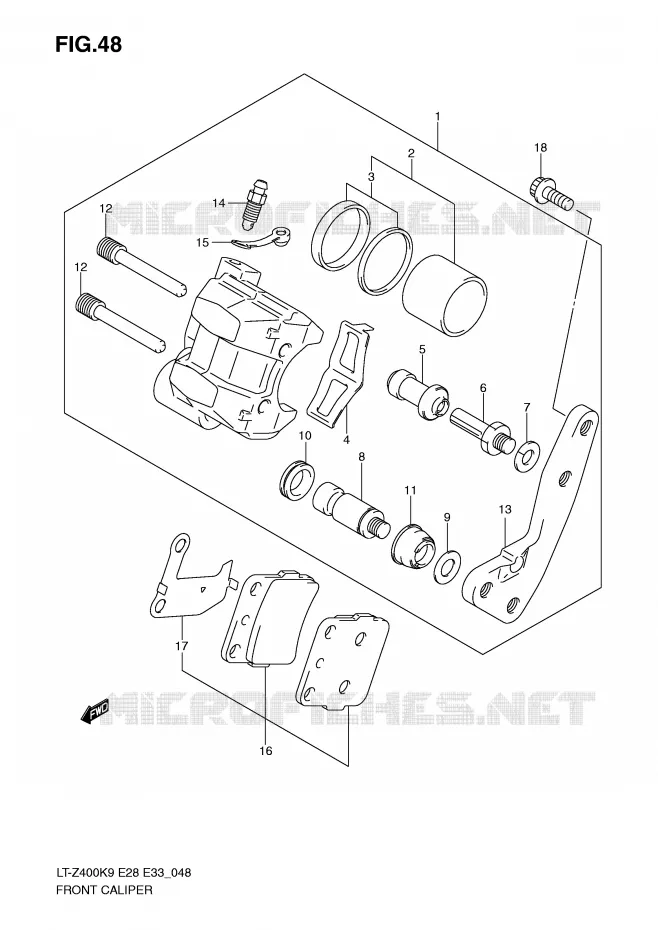 ETRIER DE FREIN AVANT Suzuki QUAD 400 QUADSPORT 2010  LT-Z400L0(E28/E33)