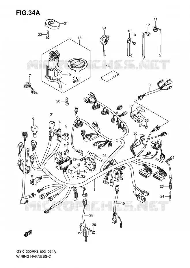 FAISCEAU ELECTRIQUE (GSX1300RK8/RK9 P37) Suzuki MOTO 1300 HAYABUSA 2010  GSX1300RL0(E2)