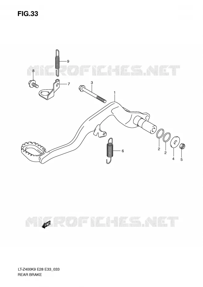 FREIN ARRIERE Suzuki QUAD 400 QUADSPORT 2009  LT-Z400ZK9(E28/E33)