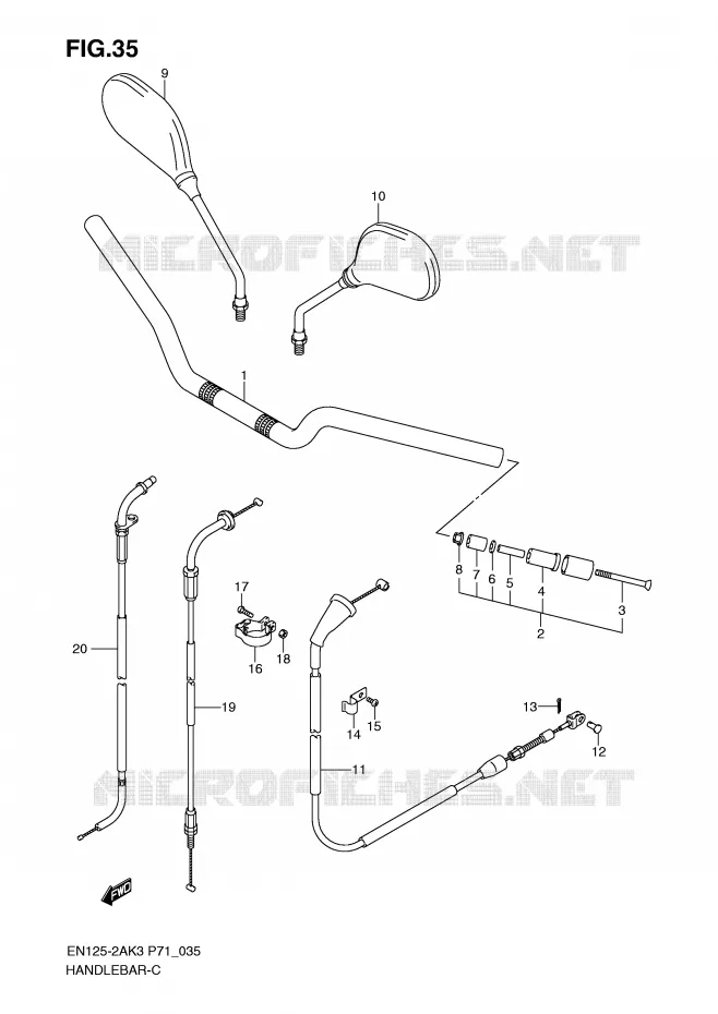 GUIDON (EN125-2AK3/AK7/AK8) Suzuki MOTO 125 EN 2008  EN125HUK8(P71)