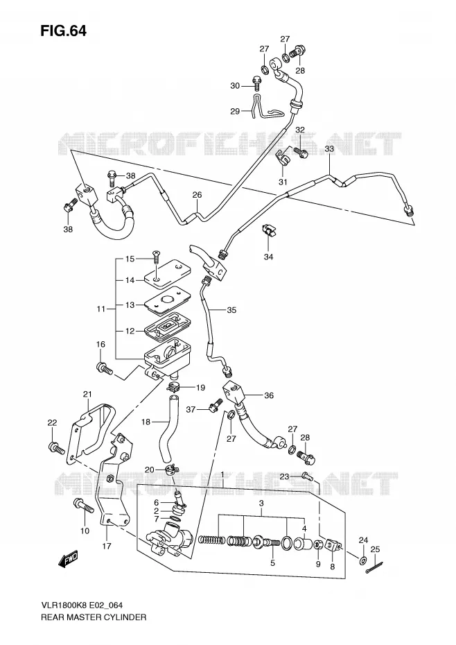 MAITRE CYLINDRE ARRIERE Suzuki MOTO 1800 INTRUDER 2010  VLR1800UFL0(E2)