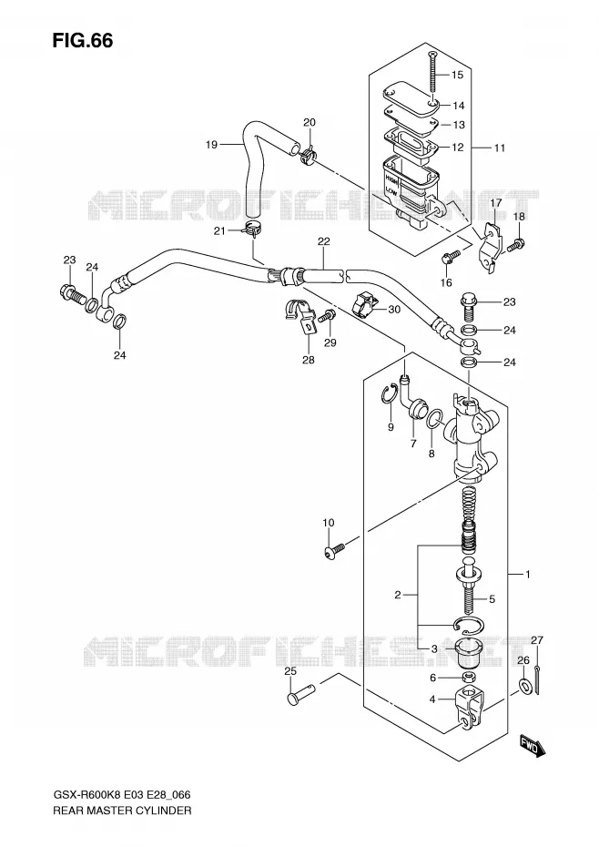 MAITRE CYLINDRE ARRIERE Suzuki MOTO 600 GSX-R 2008  GSX-R600K8(E3/E28)