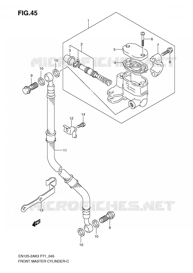 MAITRE CYLINDRE AVANT (EN125-2AK3) Suzuki MOTO 125 EN 2007  EN125HUK7(P71)