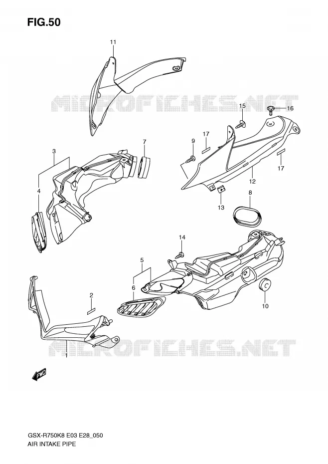 PRISE D AIR (MODEL K8) Suzuki MOTO 750 GSX-R 2009  GSX-R750K9(E3/E28)