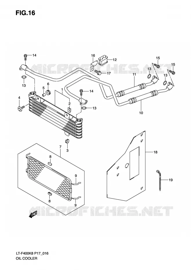 RADIATEUR D'HUILE Suzuki QUAD 400 KINGQUAD 2010  LT-F400L0(P17)
