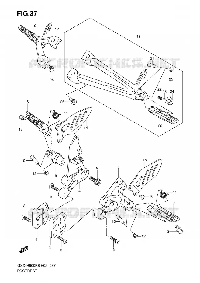 REPOSE PIED Suzuki MOTO 600 GSX-R 2008  GSX-R600U2K8(E2)