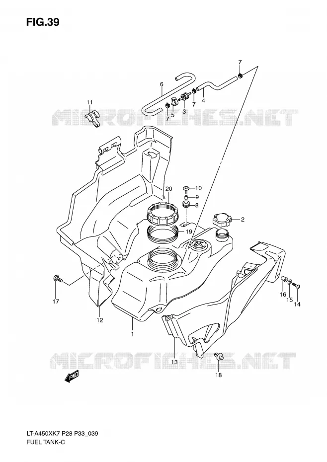 RESERVOIR D'ESSENCE Suzuki QUAD 450 KINGQUAD 2007  LT-A450XK7(P28/P33)
