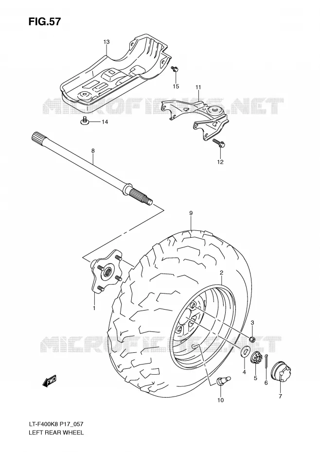 ROUE ARRIERE GAUCHE Suzuki QUAD 400 KINGQUAD 2010  LT-F400L0(P17)