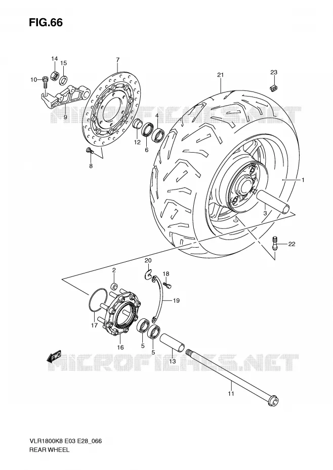 ROUE ARRIERE Suzuki MOTO 1800 INTRUDER 2009  VLR1800TK9(E3/E28)