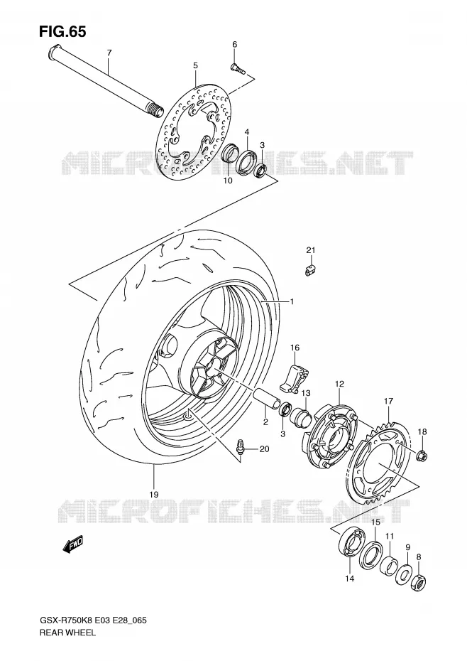 ROUE ARRIERE Suzuki MOTO 750 GSX-R 2010  GSX-R750L0(E3/E28)