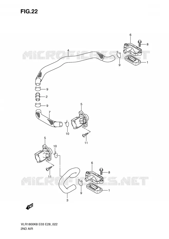 SYSTÈME DE RECYCLAGE GAZ D'ECHAPPEMENT (MODEL K8/K9 E33,MODEL L0) Suzuki MOTO 1800 BOULEVARD 2008  VLR1800TK8(E3/E28)