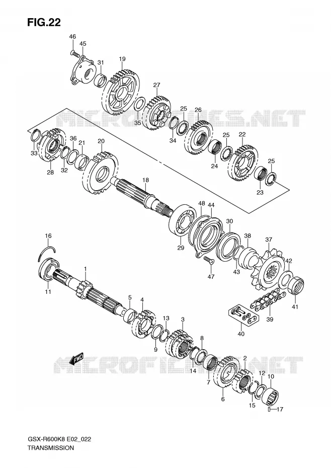 TRANSMISSION Suzuki MOTO 600 GSX-R 2008  GSX-R600U3K8(E2)