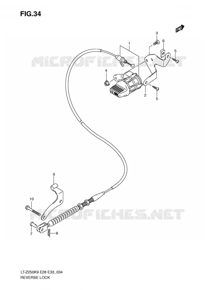 CABLE DE MARCHE ARRIERE Suzuki QUAD 250 QUADSPORT 2010  LT-Z250L0(E28/E33)