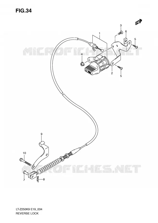 CABLE DE MARCHE ARRIERE Suzuki QUAD 250 QUADSPORT 2010  LT-Z250ZL0(E19)