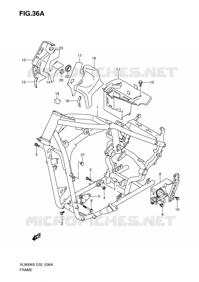 CADRE (MODEL K9/L0) Suzuki MOTO 800 VOLUSIA 2007  VL800CK7(E2)