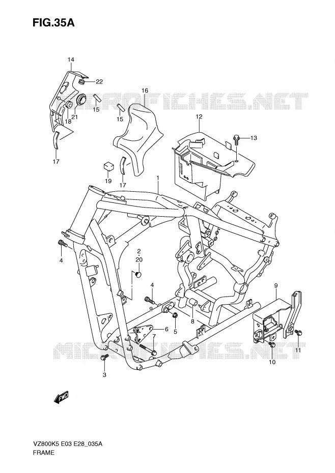 CADRE (MODEL K9) Suzuki MOTO 800 MARAUDER 2009  VZ800ZK9(E3/E28)