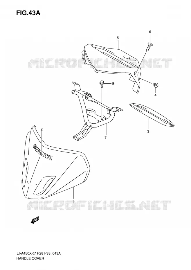 CARENAGE DE GUIDON (MODEL K9) Suzuki QUAD 450 KINGQUAD 2009  LT-A450XZK9(P28/P33)