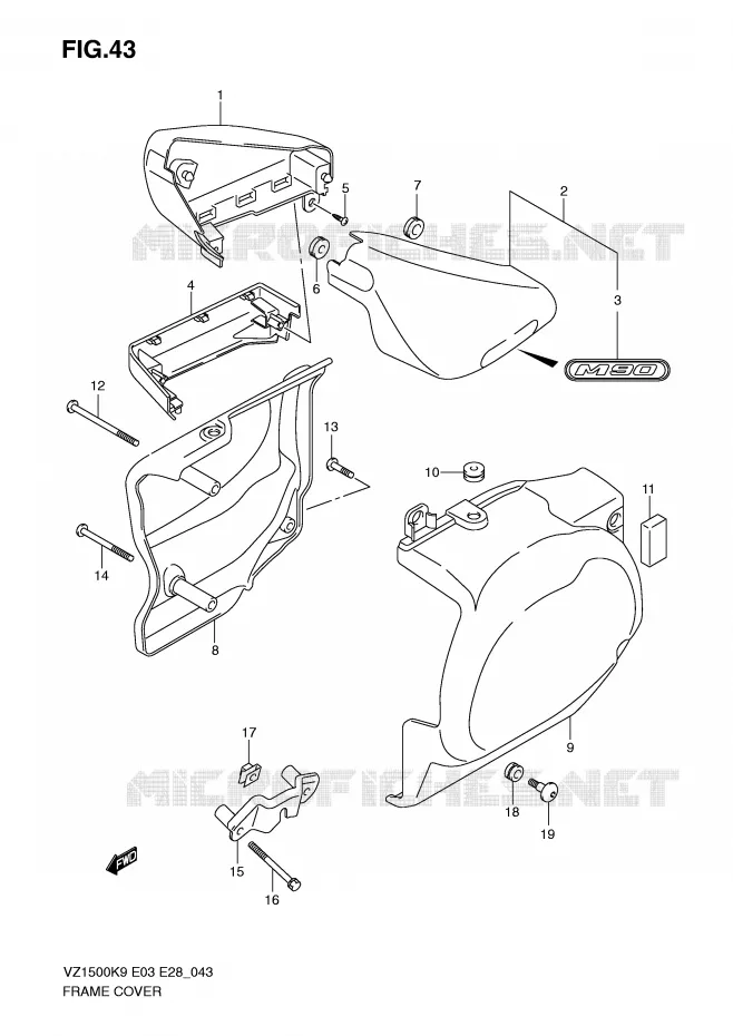 CARENAGES ARRIERE Suzuki MOTO 1500 BOULEVARD 2010  VZ1500L0(E3/E28)