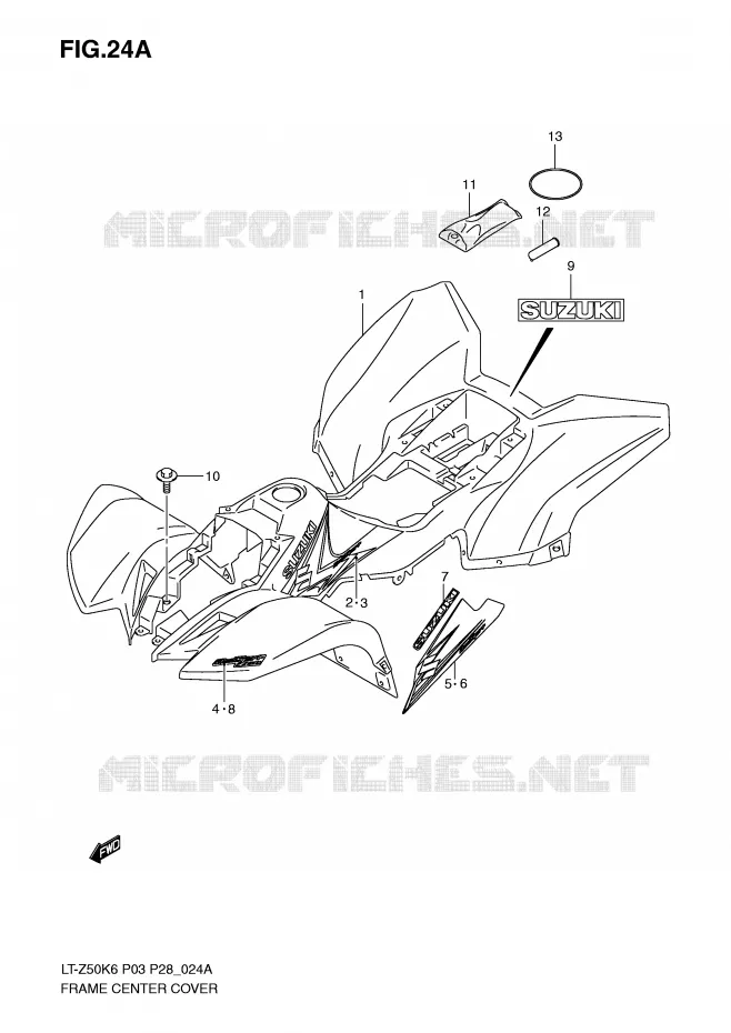 CARENAGES (MODEL K8/K9) Suzuki QUAD 50 QUADSPORT 2008  LT-Z50K8(P3/P28)