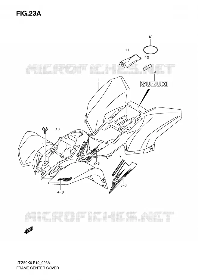 CARENAGES (MODEL K8/K9) Suzuki QUAD 50 QUADSPORT 2011  LT-Z50L0(P19)