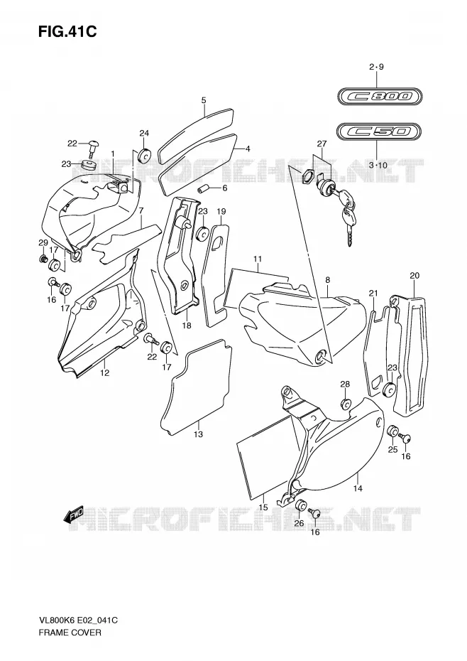 CARENAGES (MODEL K9) Suzuki MOTO 800 VOLUSIA 2009  VL800K9(E2)