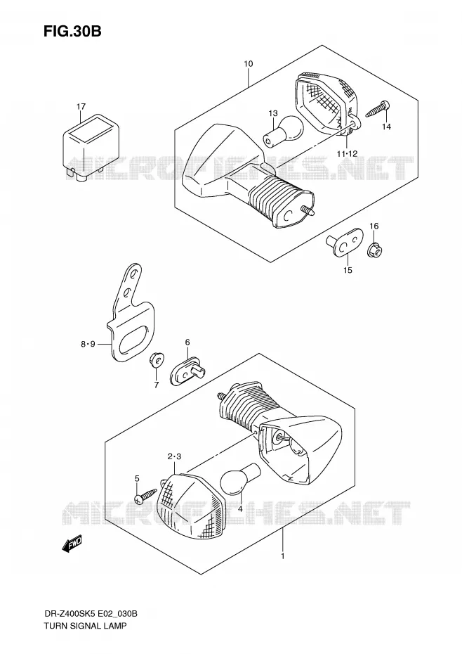 CLIGNOTANTS (MODEL K9) Suzuki MOTO 400 DR-Z 2006  DR-Z400SK6(E2)