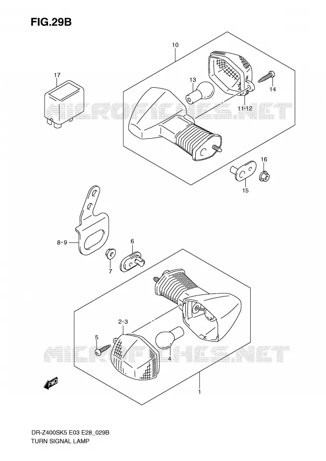 CLIGNOTANTS (MODEL K9) Suzuki MOTO 400 DR-Z 2006  DR-Z400SK6(E3/E28)