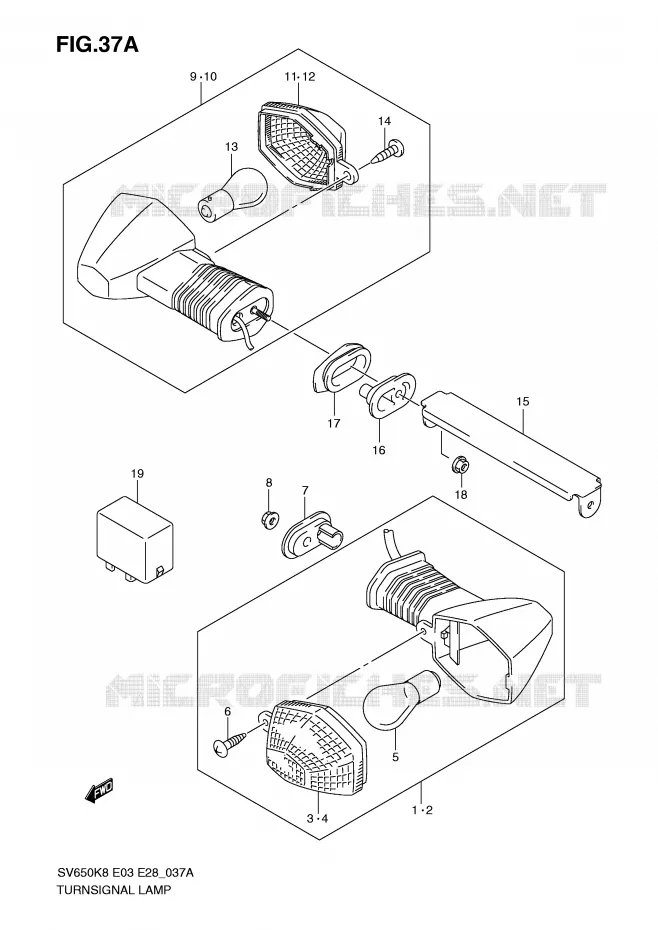 CLIGNOTANTS (SV650SK9/SAK9/SL0/SAL0) Suzuki MOTO 650 SV-S 2010  SV650SL0(E3/E28)