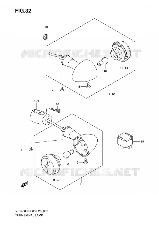 CLIGNOTANTS Suzuki MOTO 1400 INTRUDER 2009  VS1400K9(E3/E28)
