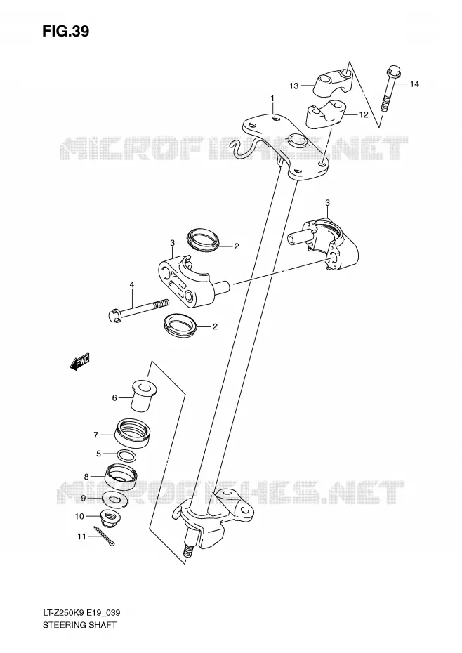 COLONNE DE DIRECTION Suzuki QUAD 250 QUADSPORT 2010  LT-Z250L0(E19)